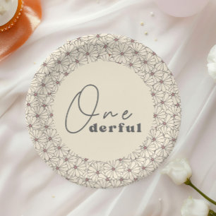 Onederful Retro Daisy Girls 1st Birthday Party Paper Plate