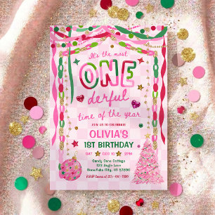 Onederful Time Of The Year Christmas 1st Birthday Invitation