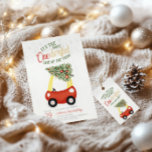 ONEderful Time Of The Year Red car 1st Birthday  Invitation<br><div class="desc">Quickly and easily personalise this adorable party invite featuring a Red watercolor little cosy coupe car and Christmas tree with your own wording by simply pressing the customise it button to add your own information and/or further re-arrange and format the style and placement of the text. ♡ Message Me for...</div>