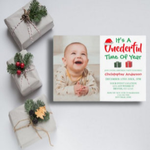 Onederful Time Of Year Christmas 1st Birthday Invitation
