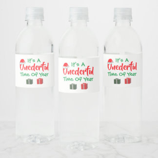 Onederful Time Of Year Christmas 1st Birthday Water Bottle Label