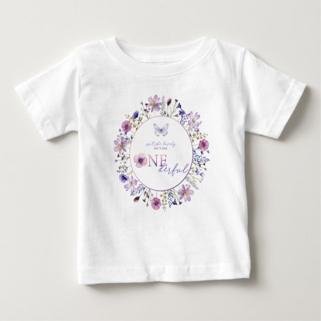 Onederful Wildflower First Birthday Baby Girl  Baby T-Shirt (Front)