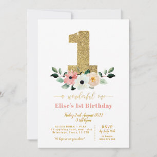 Onederful   Wonderful one   first birthday invite