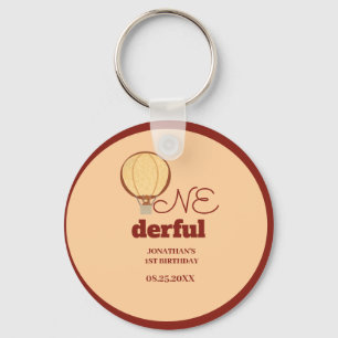 Onederful YAK Hot Air Balloon 1st Birthday Key Ring