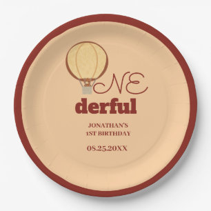 Onederful YAK Hot Air Balloon 1st Birthday Paper Plate