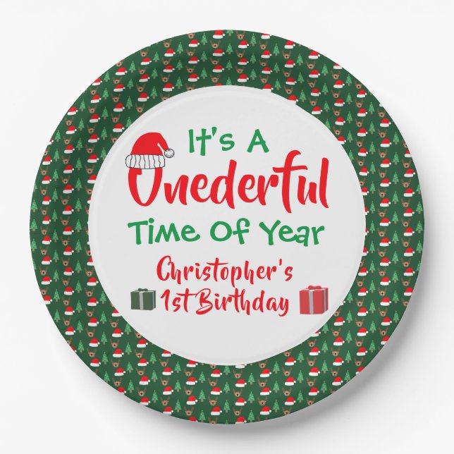 Onederful Year 1st Birthday Paper Plate (Front)