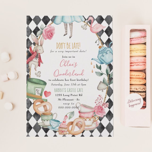 Onederland Tea Birthday Party Girl First Birthday Invitation (Creator Uploaded)