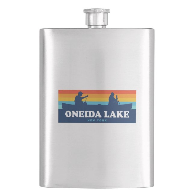 Oneida Lake New York Canoe Hip Flask (Front)
