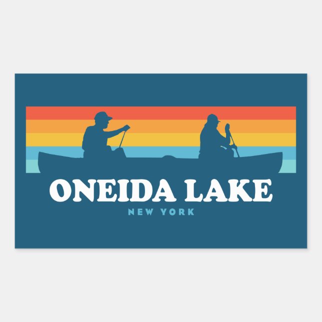 Oneida Lake New York Canoe Rectangular Sticker (Front)