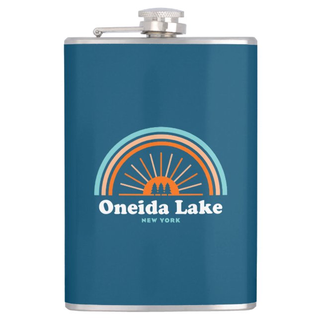 Oneida Lake New York Rainbow Hip Flask (Front)