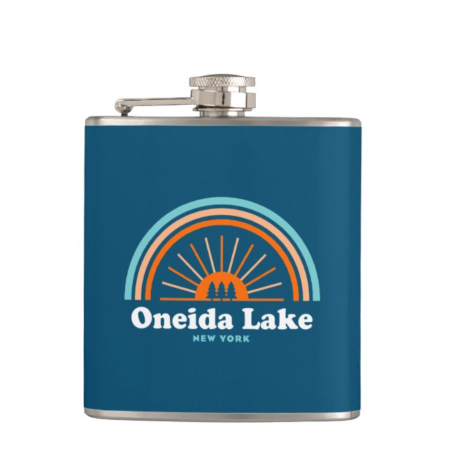 Oneida Lake New York Rainbow Hip Flask (Front)