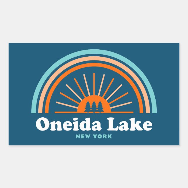 Oneida Lake New York Rainbow Rectangular Sticker (Front)