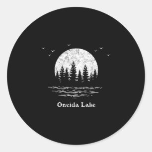 Oneida lake outdoor adventure family vacation classic round sticker