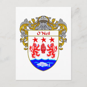 O'Neil Coat of Arms (Mantled) Postcard