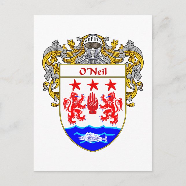 O'Neil Coat of Arms (Mantled) Postcard (Front)