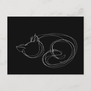 Oneliner Cat Black Postcard