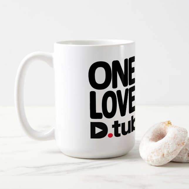 OneLoveDTube Large Text & Heart Coffee Mug (With Donut)