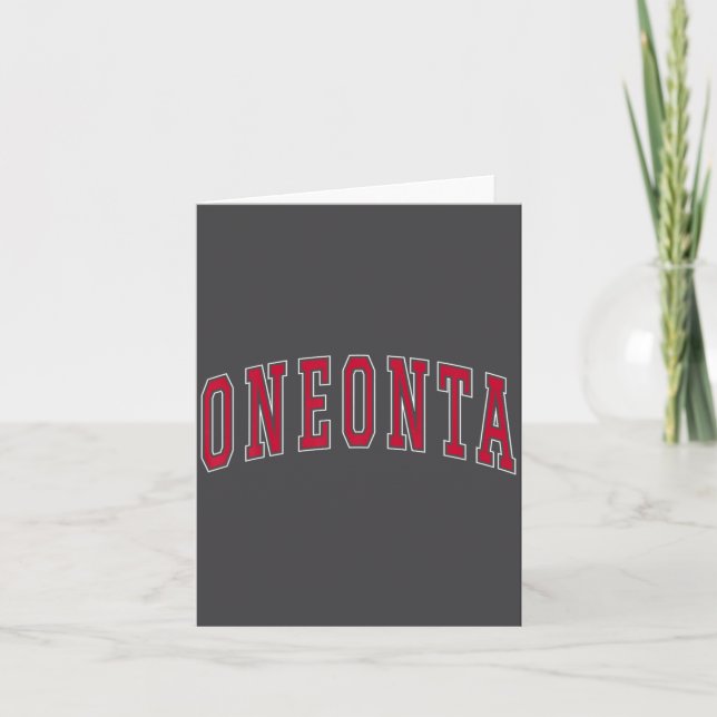Oneonta New York Souvenir College Style Red Text T Card (Front)