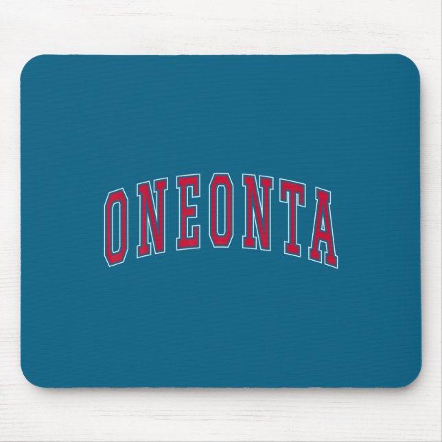 Oneonta New York Souvenir College Style Red Text T Mouse Pad (Front)