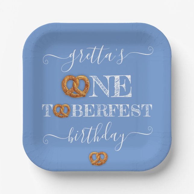 Onetoberfest Pretzel Birthday Party Paper Plate (Front)