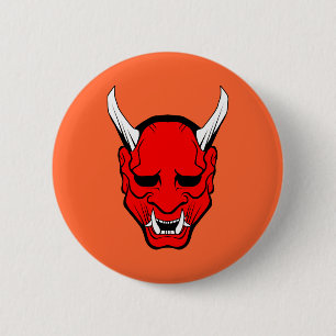 Oni Devil Mask Red 6 Cm Round Badge
