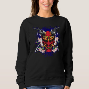 Oni Japanese Demon Mask Sakura Red Devil Sweatshirt