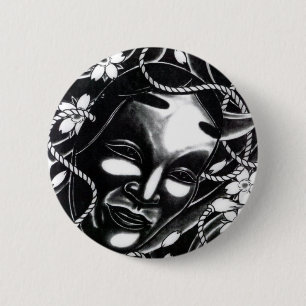 Oni Kabuki Mask 6 Cm Round Badge