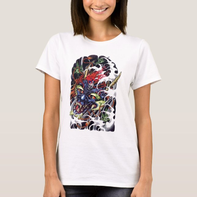 Oni & Maple Tattoo Design T-Shirt (Front)