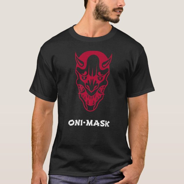 Oni Mask Japanese Demon Face Devil Ronin T-Shirt (Front)