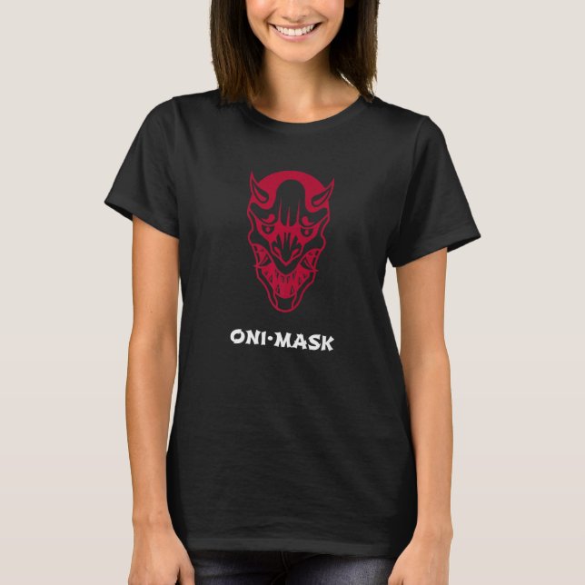Oni Mask Japanese Demon Face Devil Ronin T-Shirt (Front)
