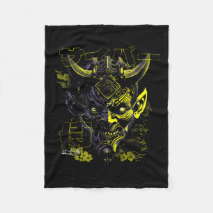 Oni Mask Japanese Mythology Cute Ghost Halloween S Fleece Blanket