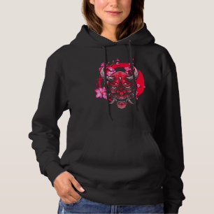 Oni Mask Sakura Flowers Aesthetic Style Japan Vapo Hoodie