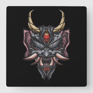 Oni Mask Square Wall Clock
