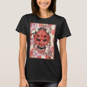 Oni Mask Yokai Demon Mask Japanese Aesthetic Retro T-Shirt