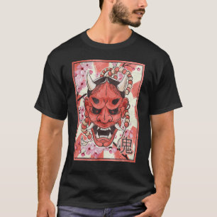 Oni Mask Yokai Demon Mask Japanese Aesthetic Retro T-Shirt