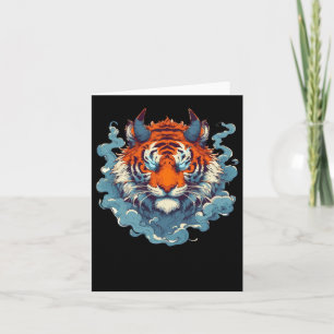 Oni Tiger Tattoo Retro Vintage Sticker  Card