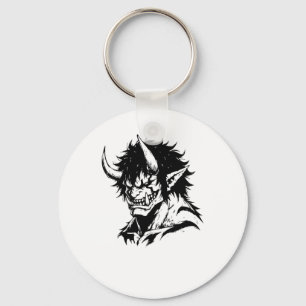 Oni Yokai Japanese Outline Portrait Sticker Key Ring