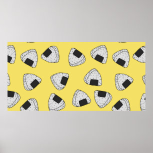 Onigiri (japanese rice ball) background. Seamless  Poster