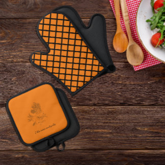  Onion and garlic kitchen orange  Oven Mitt & Pot Holder Set