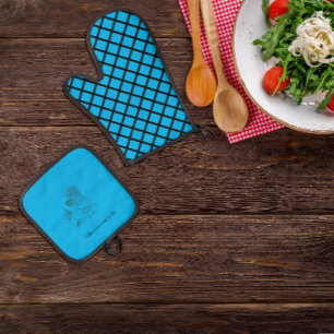 Onion and garlic kitchen sky blue Oven Mitt & Pot Holder Set