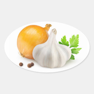 Onion and garlic oval sticker