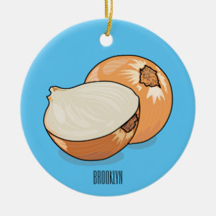 Onion cartoon illustration  ceramic ornament