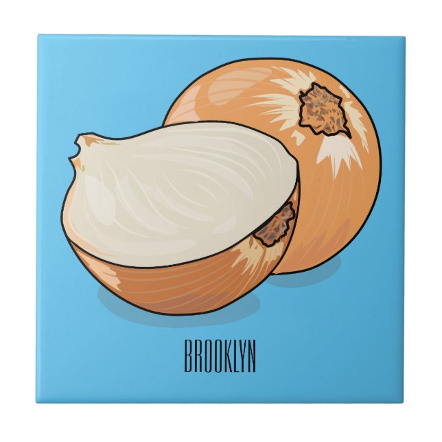Onion cartoon illustration  ceramic tile (Front)
