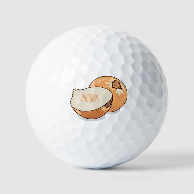Onion cartoon illustration  golf balls (Front)