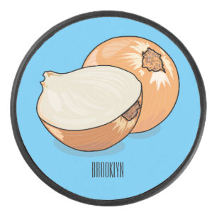 Onion cartoon illustration hockey puck