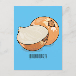 Onion cartoon illustration postcard