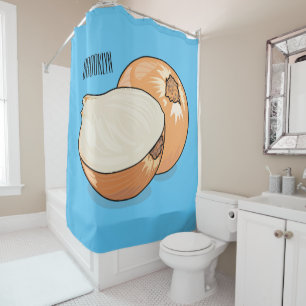 Onion cartoon illustration shower curtain