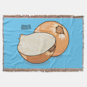 Onion cartoon illustration throw blanket