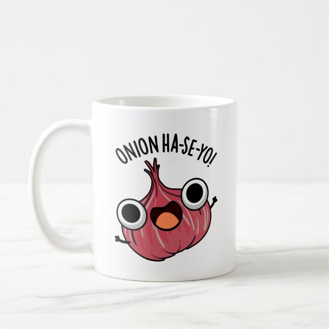 Onion Ha-se-yo Funny Korean Pun  Coffee Mug (Left)