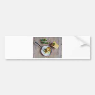 Onion pineapple chutney on rustic wood bumper sticker